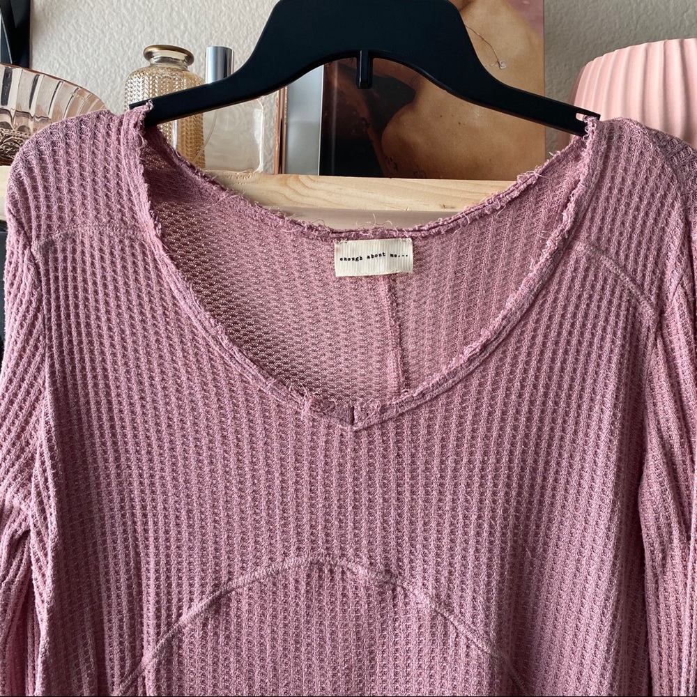 pink waffle knit long sleeve